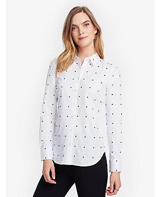 Ann Taylor Embroidered Dot Perfect Shirt