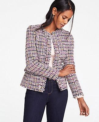 Ann Taylor Fringe Tweed Jacket