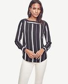 Ann Taylor Stripe Perforated Boatneck Top