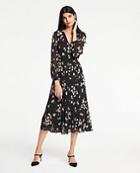 Ann Taylor Meadow Floral Pleated Wrap Dress