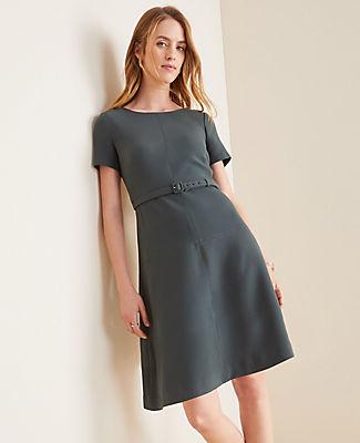 Ann Taylor Doubleweave Belted Flare Dress