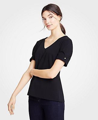 Ann Taylor Pearlized V-neck Tee