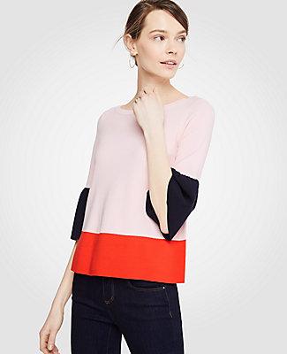 Ann Taylor Colorblock Flare Cuff Sweater