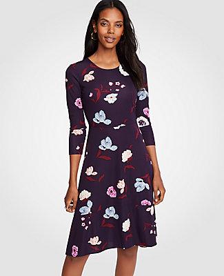 Ann Taylor Botanical Tulip Circle Cut Flare Dress
