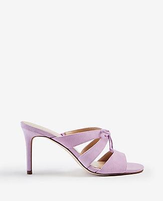 Ann Taylor Mathilda Bow Heeled Suede Sandals