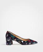 Ann Taylor Bette Floral Velvet Block Heel Pumps