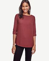 Ann Taylor Boatneck Tab Sleeve Blouse
