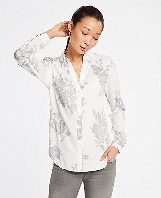 Ann Taylor Floral Essential Button Down Blouse
