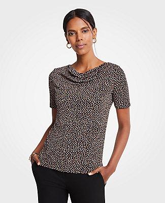 Ann Taylor Geo Dot Cowl Neck Top