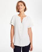 Ann Taylor Stripe Tiered Short Sleeve Blouse