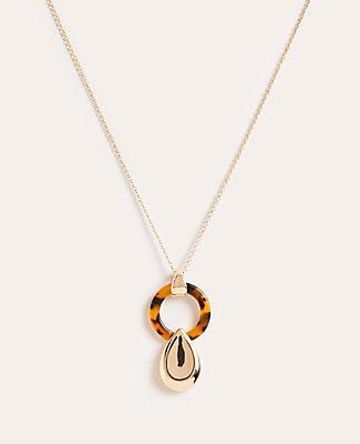 Ann Taylor Tortoiseshell Print Ring Nugget Pendant Necklace