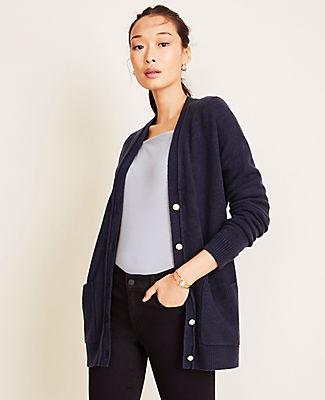 Ann Taylor Pearlized Button Boyfriend Cardigan