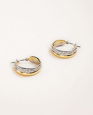 Ann Taylor Two Tone Pave Hoop Earrings