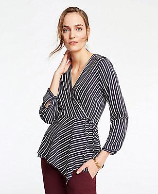 Ann Taylor Stripe Scarf Wrap Top