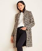 Ann Taylor Brushed Leopard Print Chesterfield Coat