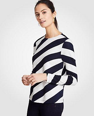 Ann Taylor Diagonal Stripe Tie Back Top