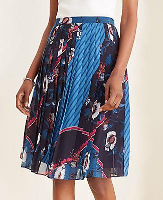 Ann Taylor Floral Scarf Print Pleated Skirt
