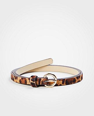 Ann Taylor Leopard Print Haircalf Skinny Belt