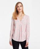 Ann Taylor Floral Matte Jersey Pleat Front Top