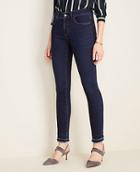 Ann Taylor Curvy Sculpted Pockets Frayed Skinny Jeans In Classic Mid Wash