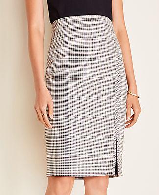 Ann Taylor Plaid Seamed Pencil Skirt