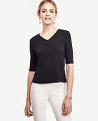 Ann Taylor Textured Double V Top