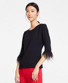 Ann Taylor Feathered Cuff Top