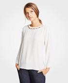 Ann Taylor Pearlized Inset Blouse