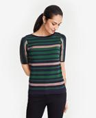 Ann Taylor Stripe Short Sleeve Sweater