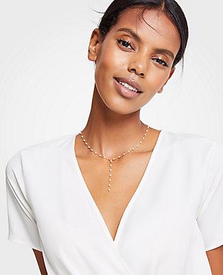 Ann Taylor Delicate Pearlized Lariat Necklace