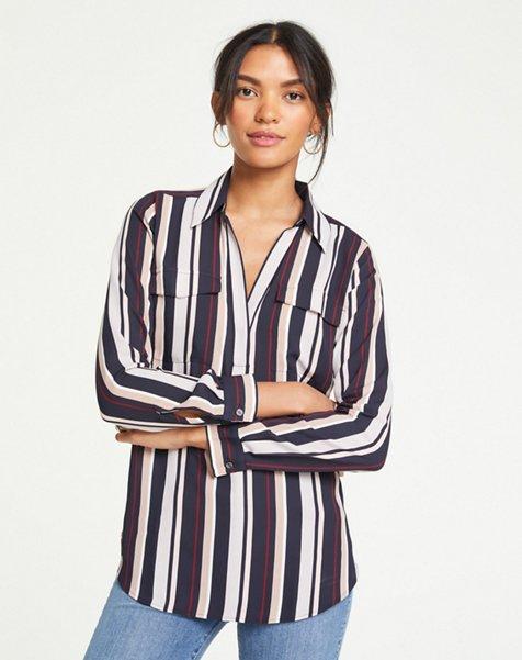 Ann Taylor Striped Slim Camp Shirt