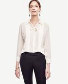 Ann Taylor Tie Neck Pleated Blouse