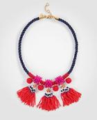 Ann Taylor Seed Bead Tassel Statement Necklace