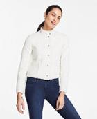 Ann Taylor Tweed Fringe Zip Jacket