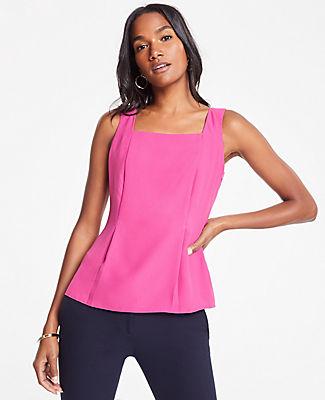 Ann Taylor Pleated Square Neck Tank