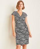 Ann Taylor Zebra Print Matte Jersey Wrap Dress