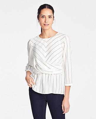 Ann Taylor Striped Drape Front Top