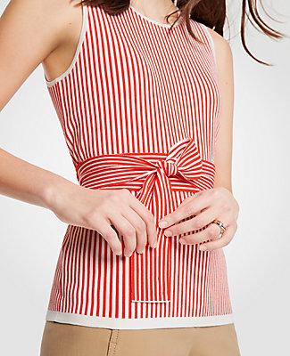 Ann Taylor Stripe Tie Waist Sweater Shell