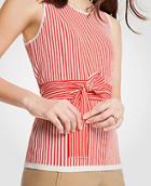 Ann Taylor Stripe Tie Waist Sweater Shell