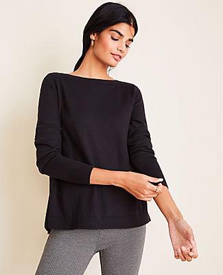 Ann Taylor Textured Floral Back Mixed Media Sweater