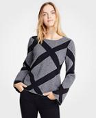 Ann Taylor Enlarged Plaid Bell Sleeve Sweater