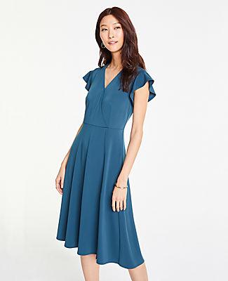 Ann Taylor Flutter Sleeve Wrap Dress In Matte Jersey