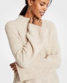 Ann Taylor Boucle Flare Sleeve Mock Neck Sweater
