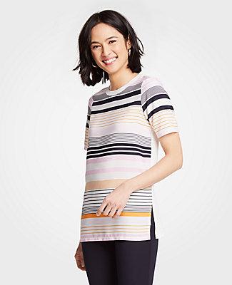 Ann Taylor Striped Mixed Media Tunic