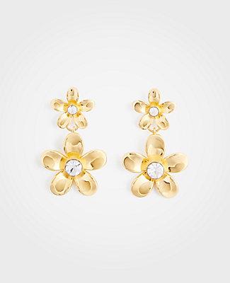 Ann Taylor Metallic Flower Drop Earrings