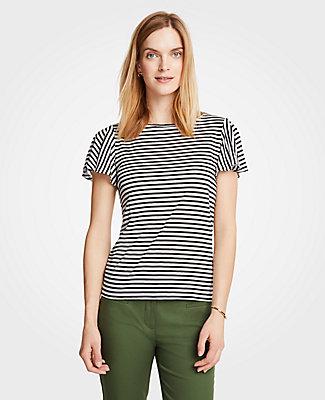 Ann Taylor The Flutter Linen Tee In Stripe