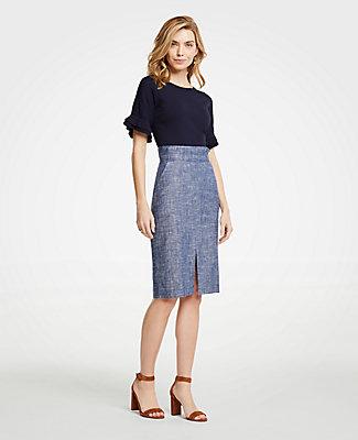 Ann Taylor Chambray Pencil Skirt