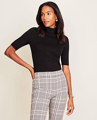 Ann Taylor Mock Neck Elbow Sleeve Sweater