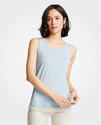 Ann Taylor Lace Hem Tank