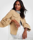 Ann Taylor Twill Flounce Sleeve Jacket